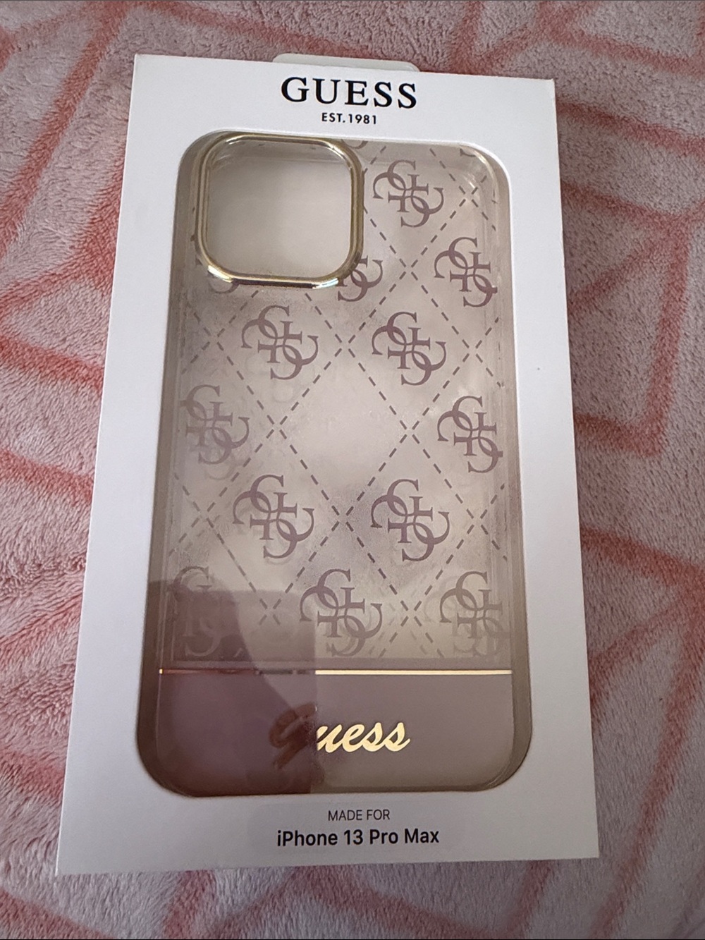 GUESS Rose Gold Monogram iPhone 13 Pro Max Case